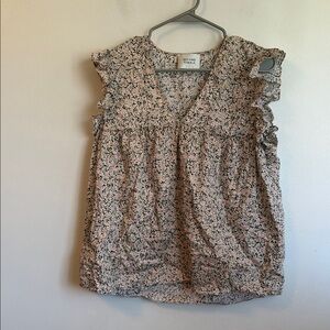 Preowned Women’s size Large Second Female Short sleeve cotton v neck blouse